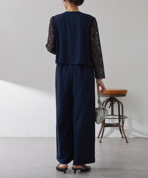 COLLAGE GALLARDAGALANTE(コラージュガリャルダガランテ)の「バックサテンジョーゼットールインワン/オケージョン(つなぎ/オールインワン・レディース・ブラック/ネイビー・FREE)」の10枚目の写真