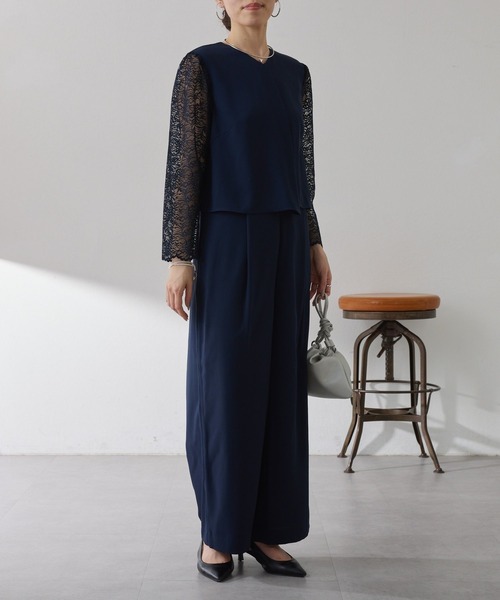 COLLAGE GALLARDAGALANTE(コラージュガリャルダガランテ)の「バックサテンジョーゼットールインワン/オケージョン(つなぎ/オールインワン・レディース・ブラック/ネイビー・FREE)」の11枚目の写真