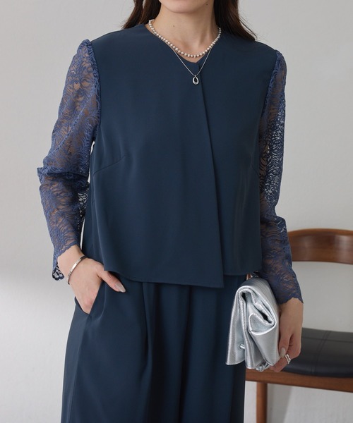 COLLAGE GALLARDAGALANTE(コラージュガリャルダガランテ)の「バックサテンジョーゼットールインワン/オケージョン(つなぎ/オールインワン・レディース・ブラック/ネイビー・FREE)」の13枚目の写真