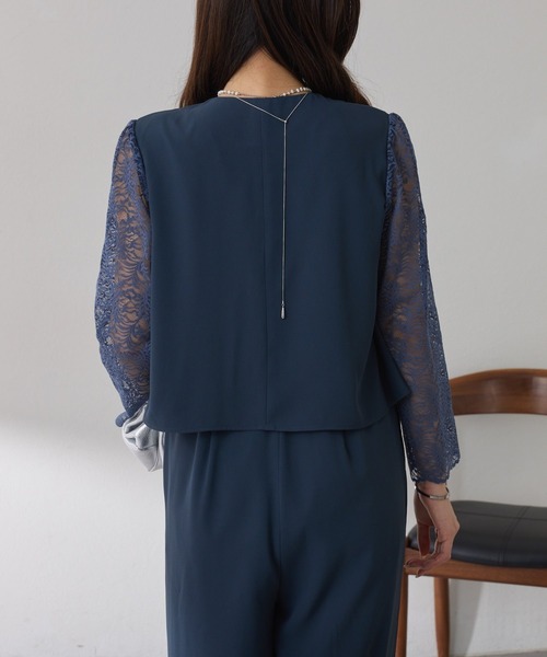 COLLAGE GALLARDAGALANTE(コラージュガリャルダガランテ)の「バックサテンジョーゼットールインワン/オケージョン(つなぎ/オールインワン・レディース・ブラック/ネイビー・FREE)」の15枚目の写真