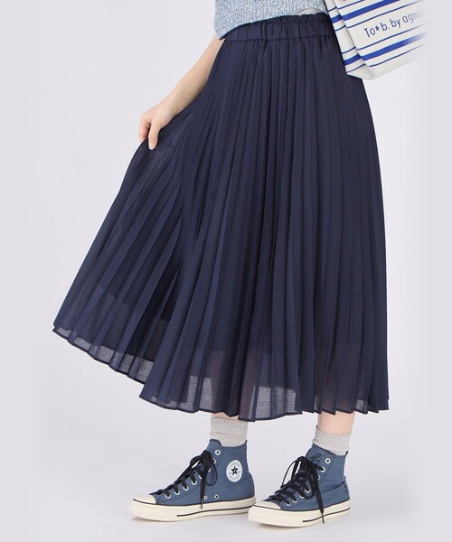 agnes b.（アニエスベー）の「シアー ウエスト フリル プリーツ スカート（スカート・レディース・ネイビー・FREE）」の7枚目の写真