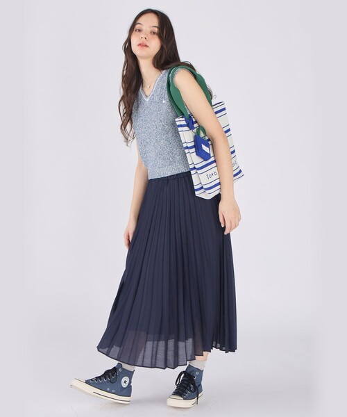 agnes b.（アニエスベー）の「シアー ウエスト フリル プリーツ スカート（スカート・レディース・ネイビー・FREE）」の4枚目の写真