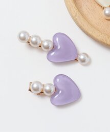 apres les cours | パールハートヘアクリップ　２個セット(バレッタ/ヘアクリップ)