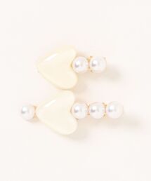 apres les cours | パールハートヘアクリップ　２個セット(バレッタ/ヘアクリップ)