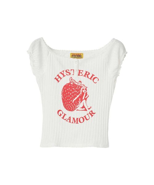 HYSTERIC GLAMOUR（ヒステリックグラマー）の「STRAWBERRY FREAK チビTシャツ（Tシャツ/カットソー・レディース・ホワイト/ピンク/ブラック・FREE）」の2枚目の写真