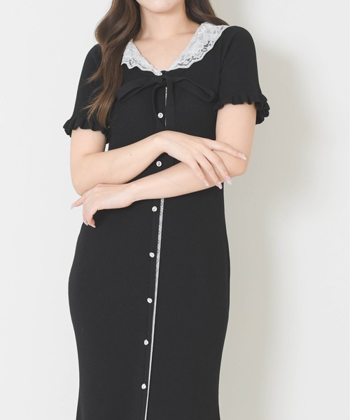 MISCH MASCH(ミッシュマッシュ)の「2026春夏新作 レースフリルニットワンピース(ワンピース・レディース・グレー/ブラック/ブラウン・フリ-)」の5枚目の写真