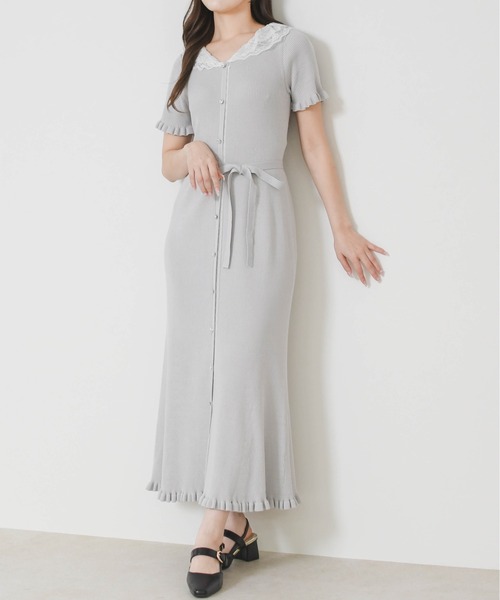 MISCH MASCH(ミッシュマッシュ)の「2026春夏新作 レースフリルニットワンピース(ワンピース・レディース・グレー/ブラック/ブラウン・フリ-)」の15枚目の写真
