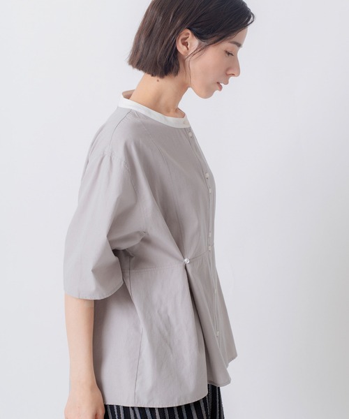 Kelen(ケレン)の「「KELEN / ケレン」クレリックバンドカラーコットンブラウス(シャツ/ブラウス・レディース・ライトグレー/ネイビー/ライトベージュ/オフホワイト・M/S)」の20枚目の写真