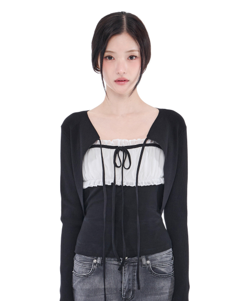 ALKI ALKA(アルキアルカ)の「Chiffon Ribbon Sleeveless (Black)(Tシャツ/カットソー・レディース・ブラック・FREE)」の2枚目の写真