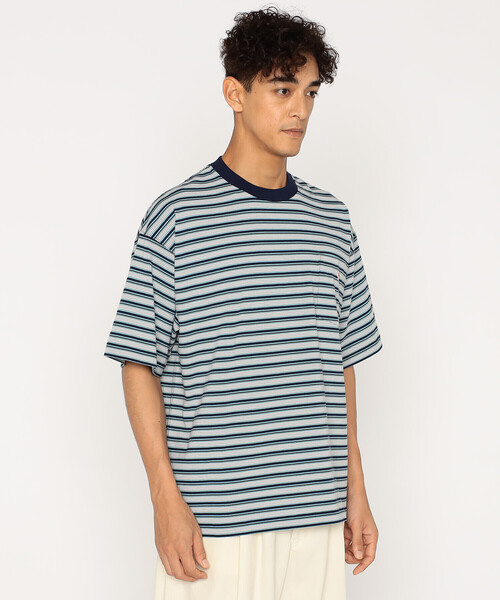 DANTON(ダントン)の「Men's Big Silhouette Pocket T-shirt Stripe(Tシャツ/カットソー・メンズ・ブルー系その他/ベージュ系その他/レッド系その他/ブラック系その他/ブルー系その他5/ホワイト系その他5/イエロー系その他・M/L)」の8枚目の写真