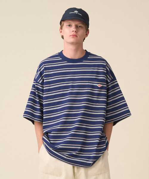 DANTON(ダントン)の「Men's Big Silhouette Pocket T-shirt Stripe(Tシャツ/カットソー・メンズ・ブルー系その他/ベージュ系その他/レッド系その他/ブラック系その他/ブルー系その他5/ホワイト系その他5/イエロー系その他・M/L)」の5枚目の写真