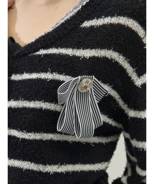 Sorry,Too Much Love(ソーリートゥーマッチラブ)の「Fringe Trim Marine Knit Cardigan_Black(カーディガン/ボレロ・レディース・その他・FREE)」の4枚目の写真