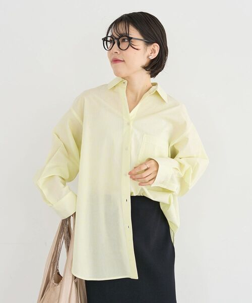 Green　Parks（グリーンパークス）の「UVカットシャツ（シャツ/ブラウス・レディース・ピンク系その他/イエロー系その他2/オフホワイト/サックスブルー・FREE）」の7枚目の写真