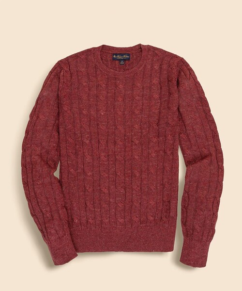 BROOKS BROTHERS(ブルックスブラザーズ)の「リネン ケーブル クルーネックセーター(ニット/セーター・メンズ・バーガンディー/ベージュ/ネイビー/ライトブルー・LARGE/MEDIUM/SMALL)」の4枚目の写真