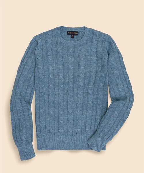 BROOKS BROTHERS(ブルックスブラザーズ)の「リネン ケーブル クルーネックセーター(ニット/セーター・メンズ・バーガンディー/ベージュ/ネイビー/ライトブルー・LARGE/MEDIUM/SMALL)」の2枚目の写真