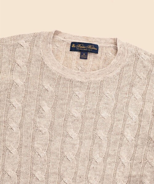 BROOKS BROTHERS(ブルックスブラザーズ)の「リネン ケーブル クルーネックセーター(ニット/セーター・メンズ・バーガンディー/ベージュ/ネイビー/ライトブルー・LARGE/MEDIUM/SMALL)」の5枚目の写真