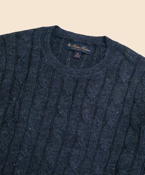 BROOKS BROTHERS(ブルックスブラザーズ)の「リネン ケーブル クルーネックセーター(ニット/セーター・メンズ・バーガンディー/ベージュ/ネイビー/ライトブルー・LARGE/MEDIUM/SMALL)」の6枚目の写真