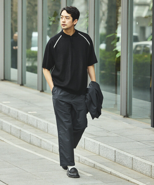 FREAK'S STORE（フリークスストア）の「FREAK’S STORE/フリークスストア COOL TOUCH ダブルフェイス 配色 ポロネック ニットプルオーバー 接触冷感（ポロシャツ・メンズ・ブラック/ベージュ/グリーン/ブラウン・MEDIUM/LARGE）」の9枚目の写真