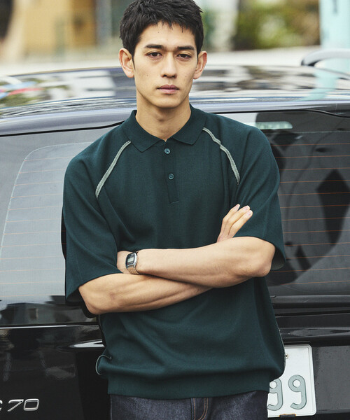 FREAK'S STORE（フリークスストア）の「FREAK’S STORE/フリークスストア COOL TOUCH ダブルフェイス 配色 ポロネック ニットプルオーバー 接触冷感（ポロシャツ・メンズ・ブラック/ベージュ/グリーン/ブラウン・MEDIUM/LARGE）」の8枚目の写真