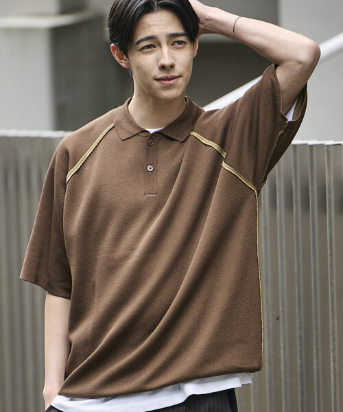 FREAK'S STORE（フリークスストア）の「FREAK’S STORE/フリークスストア COOL TOUCH ダブルフェイス 配色 ポロネック ニットプルオーバー 接触冷感（ポロシャツ・メンズ・ブラック/ベージュ/グリーン/ブラウン・MEDIUM/LARGE）」の22枚目の写真