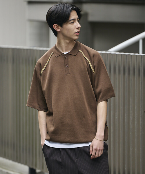 FREAK'S STORE（フリークスストア）の「FREAK’S STORE/フリークスストア COOL TOUCH ダブルフェイス 配色 ポロネック ニットプルオーバー 接触冷感（ポロシャツ・メンズ・ブラック/ベージュ/グリーン/ブラウン・MEDIUM/LARGE）」の21枚目の写真