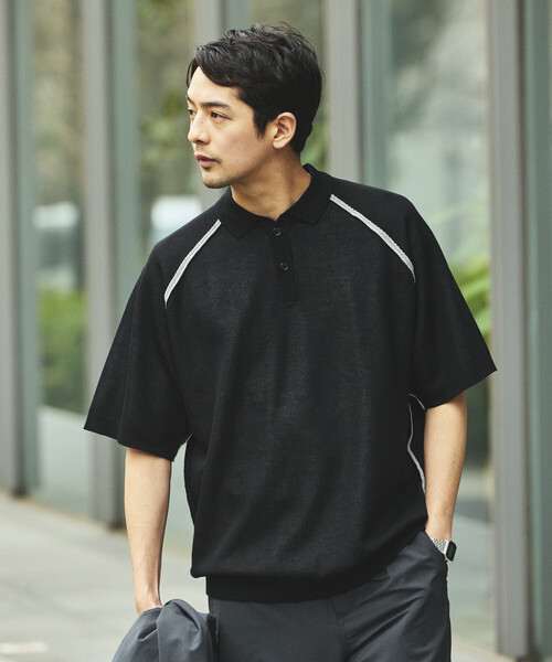 FREAK'S STORE（フリークスストア）の「FREAK’S STORE/フリークスストア COOL TOUCH ダブルフェイス 配色 ポロネック ニットプルオーバー 接触冷感（ポロシャツ・メンズ・ブラック/ベージュ/グリーン/ブラウン・MEDIUM/LARGE）」の15枚目の写真