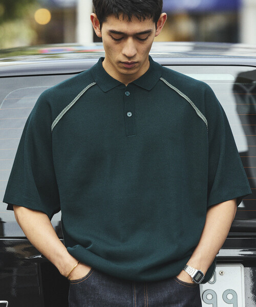 FREAK'S STORE（フリークスストア）の「FREAK’S STORE/フリークスストア COOL TOUCH ダブルフェイス 配色 ポロネック ニットプルオーバー 接触冷感（ポロシャツ・メンズ・ブラック/ベージュ/グリーン/ブラウン・MEDIUM/LARGE）」の14枚目の写真