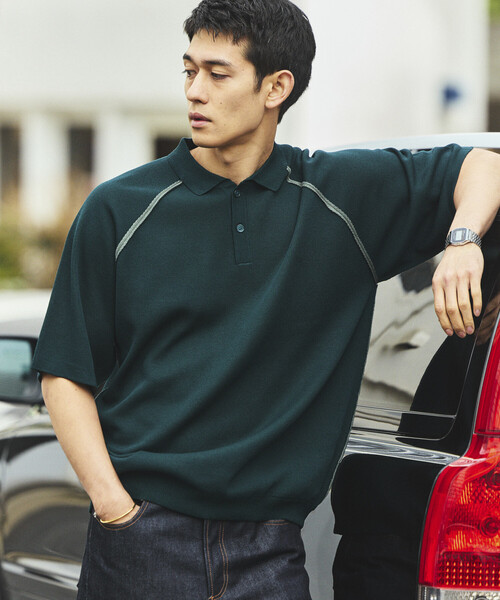 FREAK'S STORE（フリークスストア）の「FREAK’S STORE/フリークスストア COOL TOUCH ダブルフェイス 配色 ポロネック ニットプルオーバー 接触冷感（ポロシャツ・メンズ・ブラック/ベージュ/グリーン/ブラウン・MEDIUM/LARGE）」の12枚目の写真