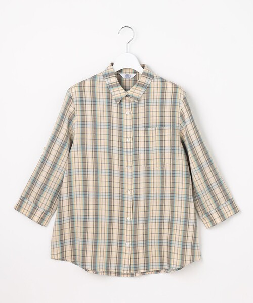 J.PRESS(ジェイプレス)の「【一枚で着映え】リネンVisマドラス チェック シャツ ブラウス(シャツ/ブラウス・レディース・ベージュ系3/ブラウン系3・T15/T13)」の7枚目の写真