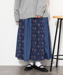EMAGO 2色北欧花刺繍スカート