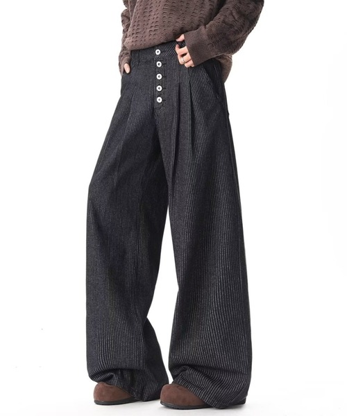link lot（リンクロット）の「ボタンフライストライプタックデニムパンツ（デニムパンツ・メンズ・ブラック・L/M）」の2枚目の写真