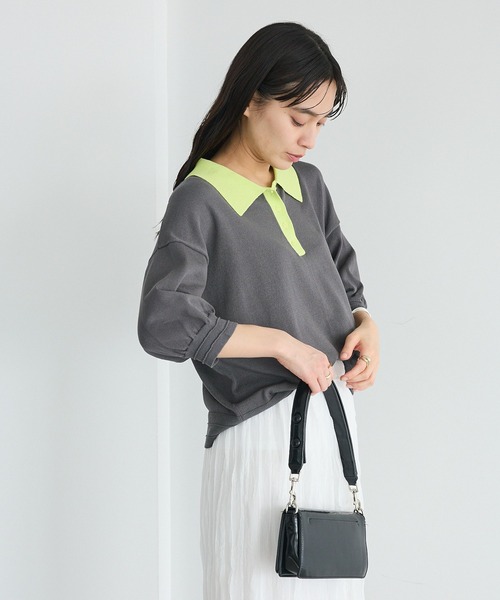 CRAFT STANDARD BOUTIQUE(クラフトスタンダードブティック)の「ポロニットプルオーバー(ニット/セーター・レディース・ブルー/ダークグレー/ピンク/ライトグレー・FREE)」の10枚目の写真