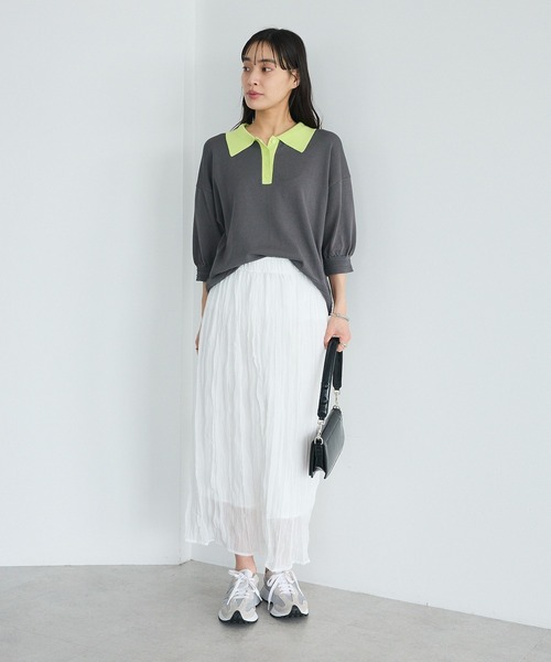 CRAFT STANDARD BOUTIQUE(クラフトスタンダードブティック)の「ポロニットプルオーバー(ニット/セーター・レディース・ブルー/ダークグレー/ピンク/ライトグレー・FREE)」の11枚目の写真