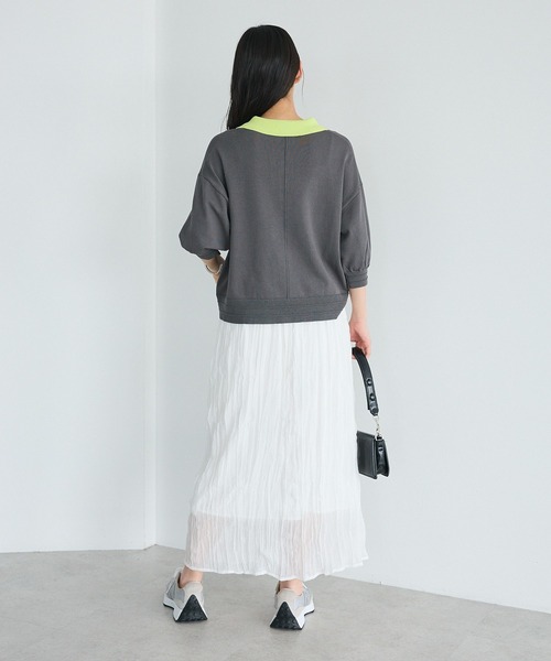 CRAFT STANDARD BOUTIQUE(クラフトスタンダードブティック)の「ポロニットプルオーバー(ニット/セーター・レディース・ブルー/ダークグレー/ピンク/ライトグレー・FREE)」の15枚目の写真