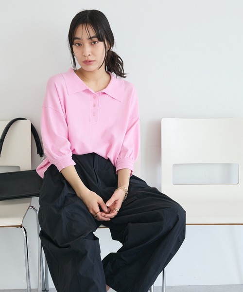 CRAFT STANDARD BOUTIQUE(クラフトスタンダードブティック)の「ポロニットプルオーバー(ニット/セーター・レディース・ブルー/ダークグレー/ピンク/ライトグレー・FREE)」の18枚目の写真