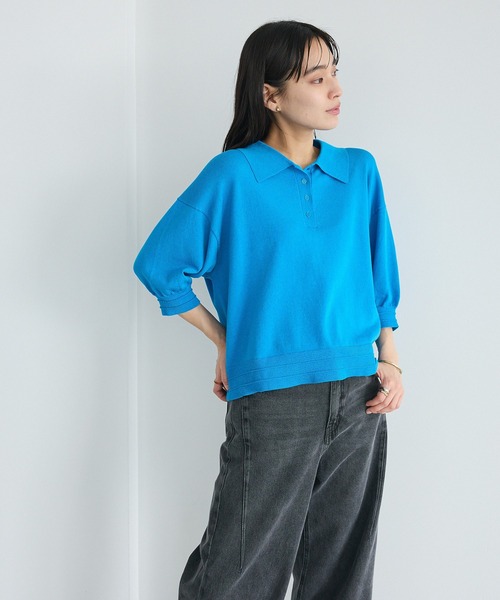 CRAFT STANDARD BOUTIQUE(クラフトスタンダードブティック)の「ポロニットプルオーバー(ニット/セーター・レディース・ブルー/ダークグレー/ピンク/ライトグレー・FREE)」の21枚目の写真