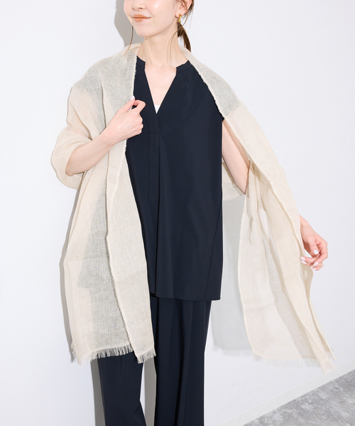 SLOBE IENA（スローブイエナ）の「SLOBE IENA ストール（ストール/ショール・レディース・ベージュ/ピンク/カーキ・FREE）」の7枚目の写真