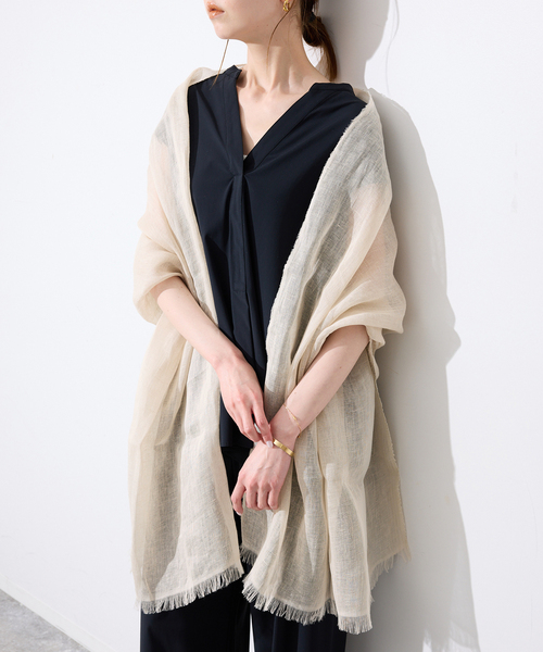 SLOBE IENA（スローブイエナ）の「SLOBE IENA ストール（ストール/ショール・レディース・ベージュ/ピンク/カーキ・FREE）」の8枚目の写真