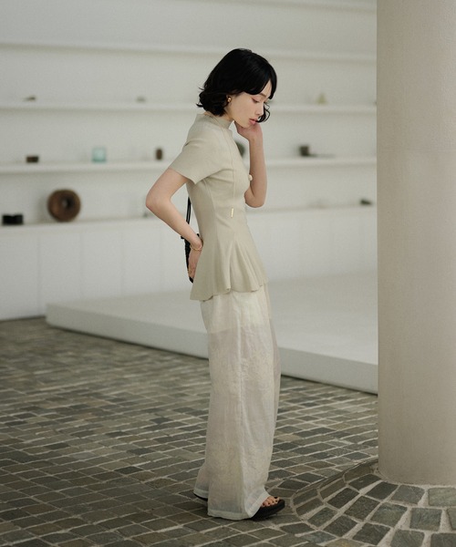 LAULEN(ローレン)の「bottle neck peplum knit tops /ボトルネックペプラム半袖ニットトップス(ニット/セーター・レディース・レッド/ブラック/アイボリー/ベージュ・FREE)」の12枚目の写真