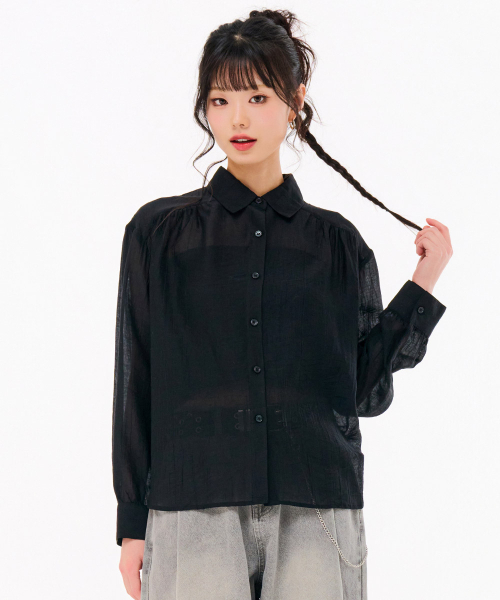 CHASECULT（チェイスカルト）の「レディース サイドシャーリングシアシャツ-FBRG5472C03（シャツ/ブラウス・レディース・ブラック・85/90）」の4枚目の写真