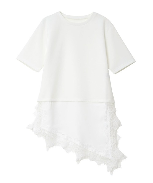KOBE LETTUCE（コウベレタス）の「アシンメトリーレースドッキングプルオーバー（Tシャツ/カットソー・レディース・ホワイト×ホワイト/ブラック系その他/ブラック×ブラック・M）」の6枚目の写真