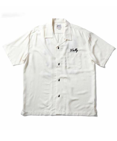HOUSTON(ヒューストン)の「HOUSTON ヒューストン BAR EMB RAYON BOWLING SHIRT バー ロゴ チェーン刺繍 レーヨン ボウリングシャツ / 開襟シャツ(シャツ/ブラウス・メンズ・ターコイズブルー/オフホワイト/ブラック・XL/L/M)」の5枚目の写真