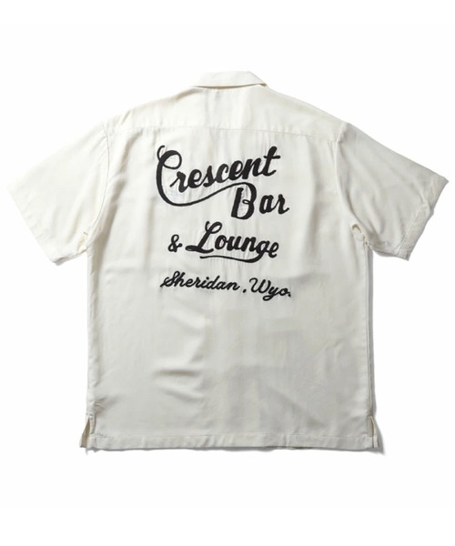 HOUSTON(ヒューストン)の「HOUSTON ヒューストン BAR EMB RAYON BOWLING SHIRT バー ロゴ チェーン刺繍 レーヨン ボウリングシャツ / 開襟シャツ(シャツ/ブラウス・メンズ・ターコイズブルー/オフホワイト/ブラック・XL/L/M)」の6枚目の写真