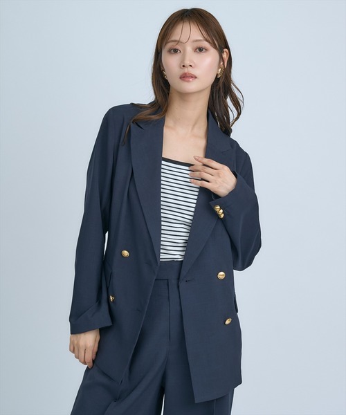 AND COUTURE(アンドクチュール)の「シアーテーラードジャケット(テーラードジャケット・レディース・ネイビー/ベージュ/サックスブルー・MEDIUM/SMALL)」の3枚目の写真