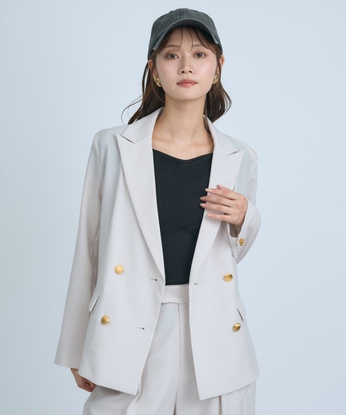 AND COUTURE(アンドクチュール)の「シアーテーラードジャケット(テーラードジャケット・レディース・ネイビー/ベージュ/サックスブルー・MEDIUM/SMALL)」の7枚目の写真