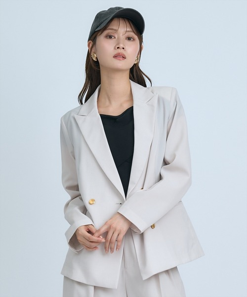 AND COUTURE(アンドクチュール)の「シアーテーラードジャケット(テーラードジャケット・レディース・ネイビー/ベージュ/サックスブルー・MEDIUM/SMALL)」の8枚目の写真