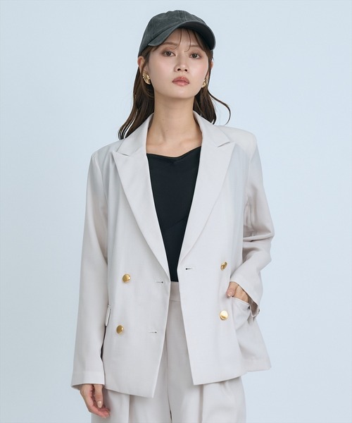 AND COUTURE(アンドクチュール)の「シアーテーラードジャケット(テーラードジャケット・レディース・ネイビー/ベージュ/サックスブルー・MEDIUM/SMALL)」の9枚目の写真