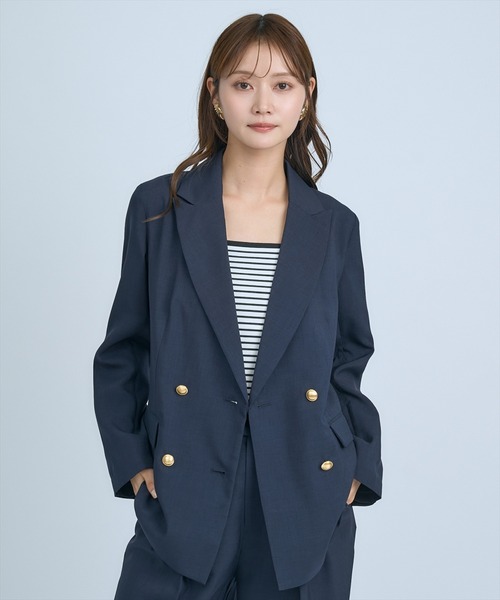 AND COUTURE(アンドクチュール)の「シアーテーラードジャケット(テーラードジャケット・レディース・ネイビー/ベージュ/サックスブルー・MEDIUM/SMALL)」の13枚目の写真