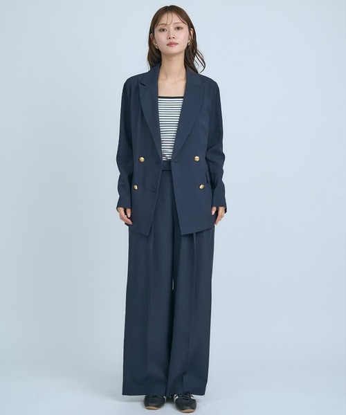 AND COUTURE(アンドクチュール)の「シアーテーラードジャケット(テーラードジャケット・レディース・ネイビー/ベージュ/サックスブルー・MEDIUM/SMALL)」の15枚目の写真
