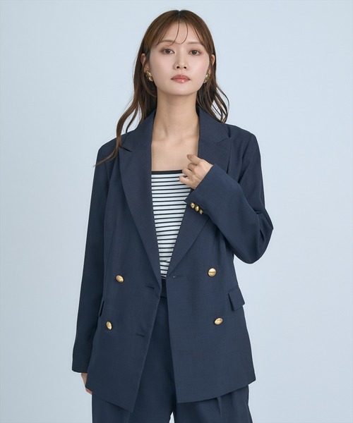 AND COUTURE(アンドクチュール)の「シアーテーラードジャケット(テーラードジャケット・レディース・ネイビー/ベージュ/サックスブルー・MEDIUM/SMALL)」の16枚目の写真